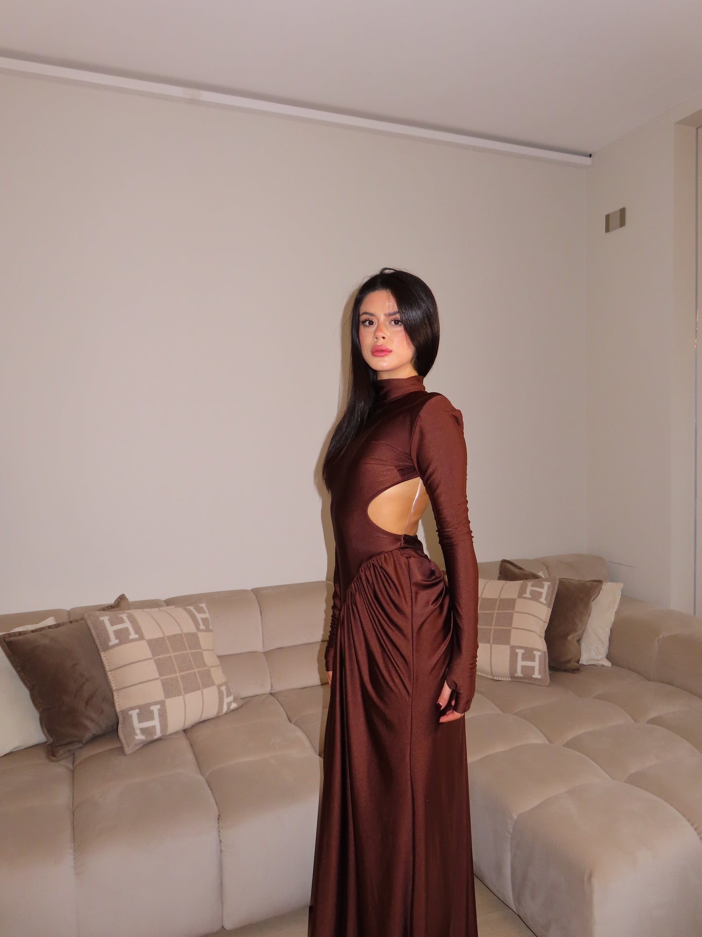 DRESS JEFFRY marrone