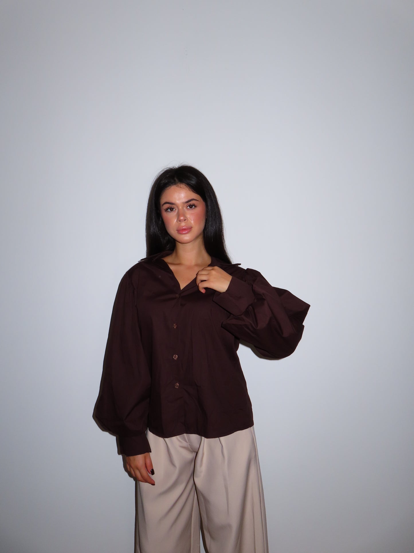 CAMICIA TEODORA marrone & bianco