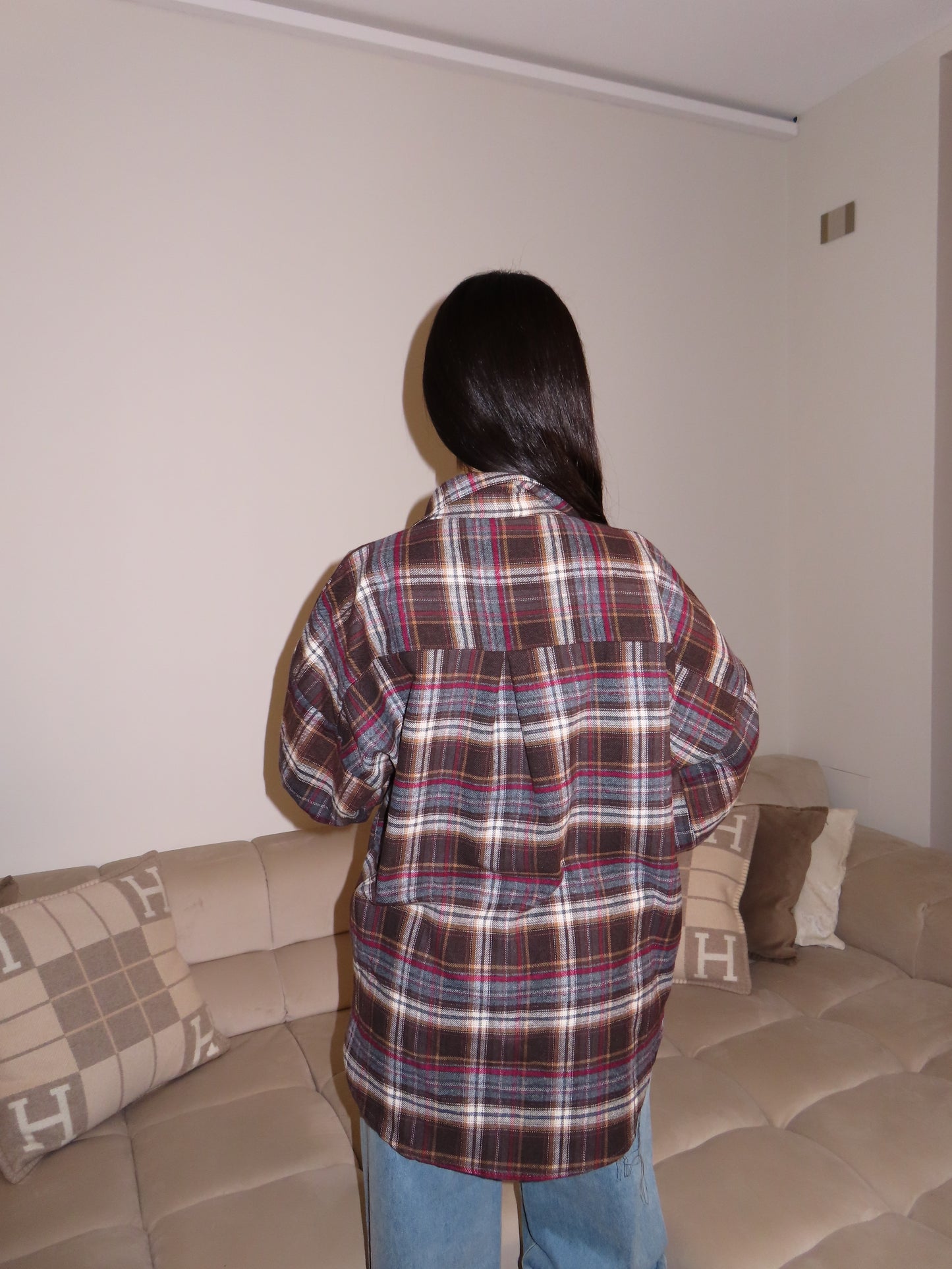 CAMICIA A QUADRI marrone