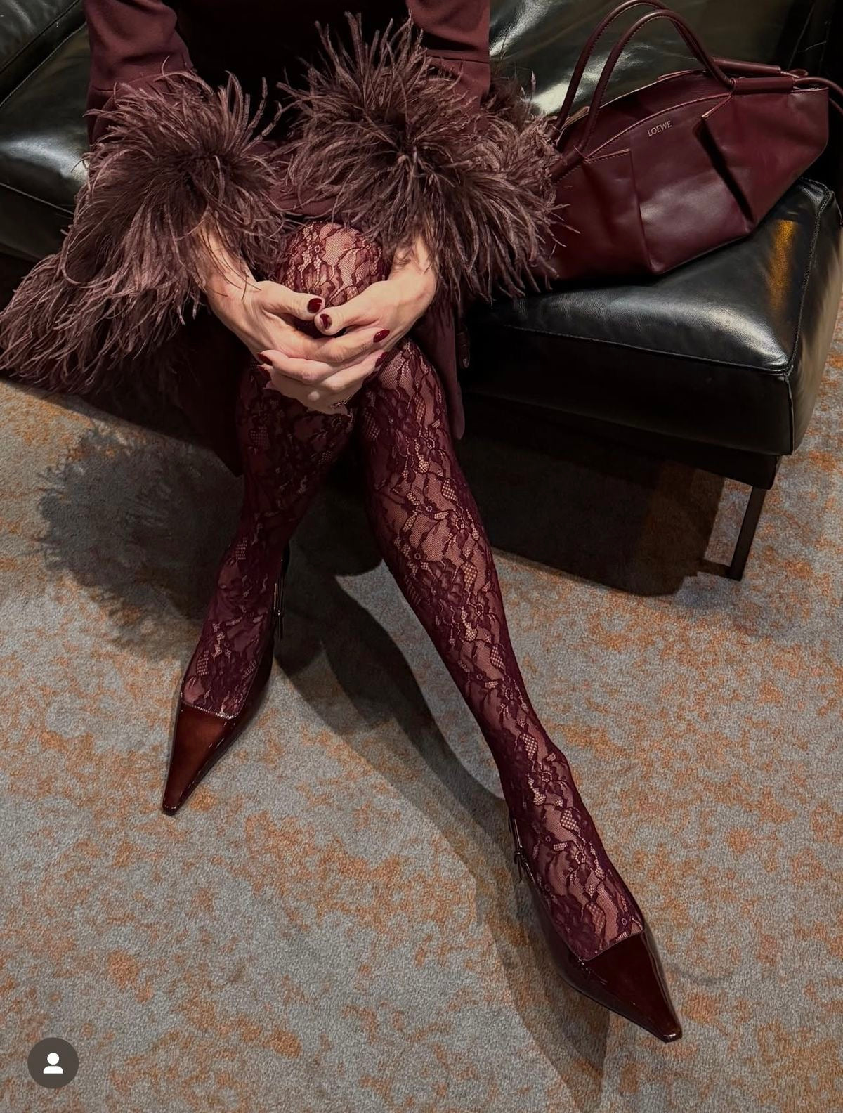 CALZE FLOREALI bordeaux