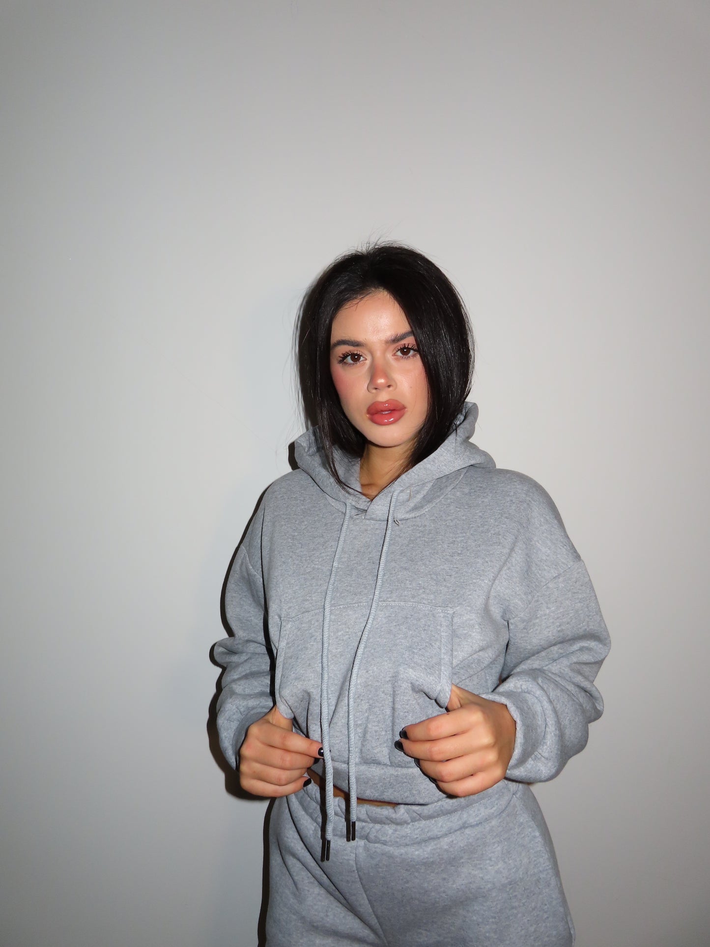 FELPA CROP BASKET grigio