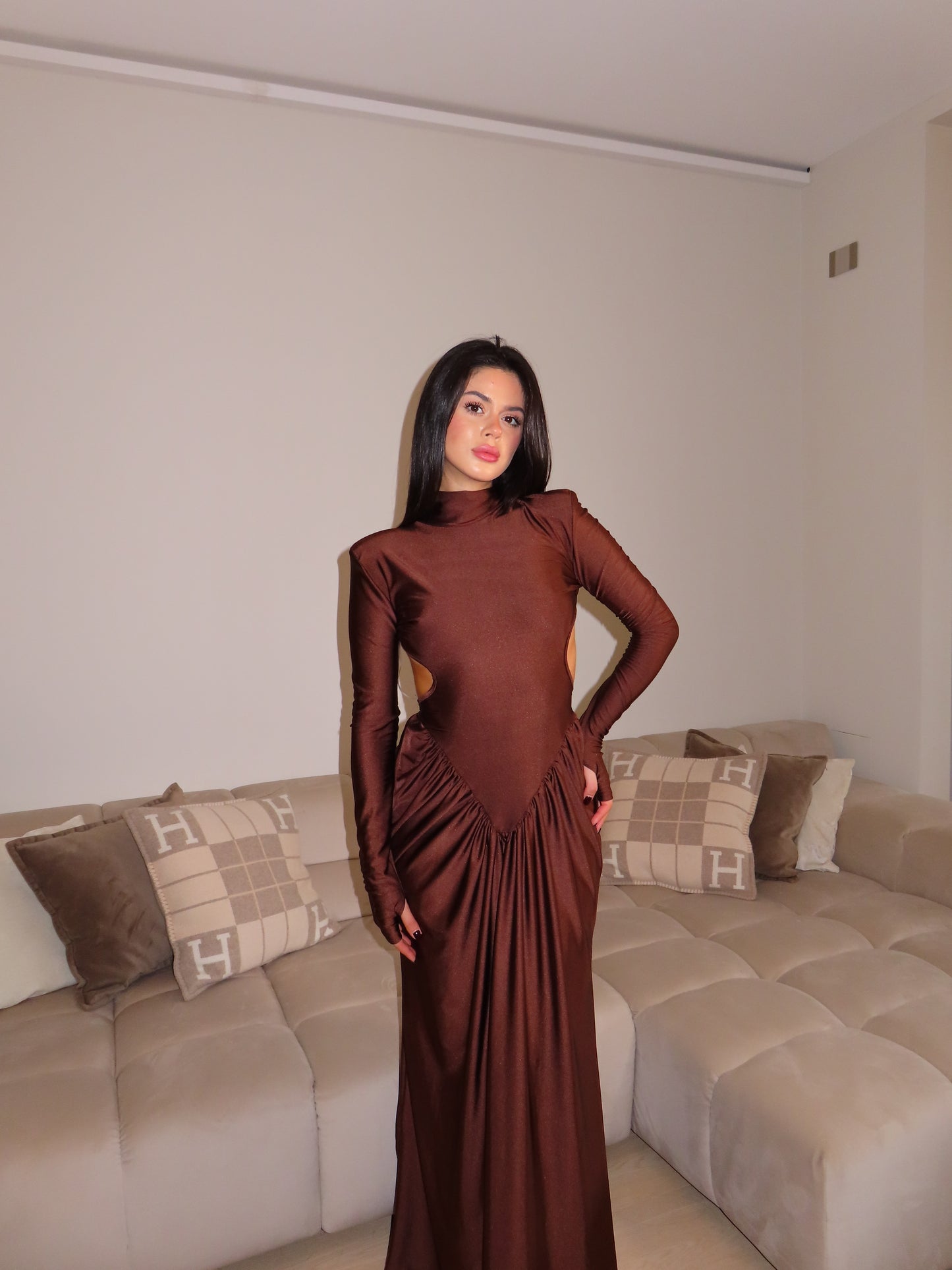 DRESS JEFFRY marrone