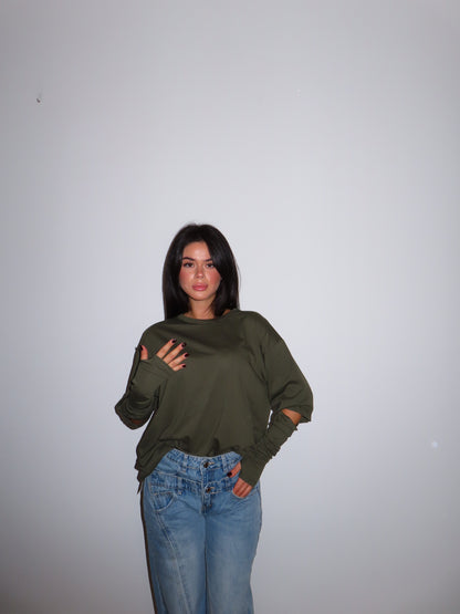 MAGLIA MANICOTTI verde militare