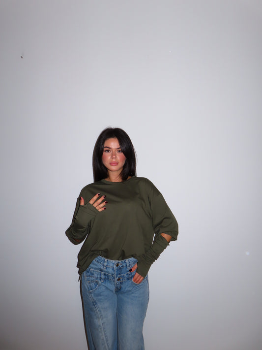 MAGLIA MANICOTTI verde militare