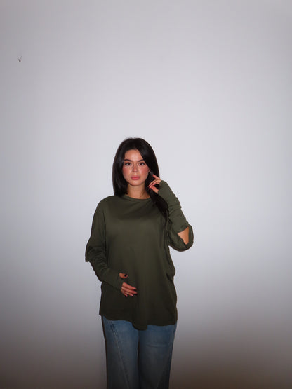 MAGLIA MANICOTTI verde militare