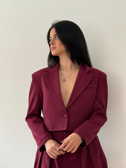 GIACCA CROP FASHION BORDEAUX