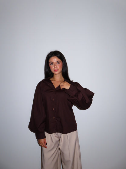 CAMICIA TEODORA marrone & bianco