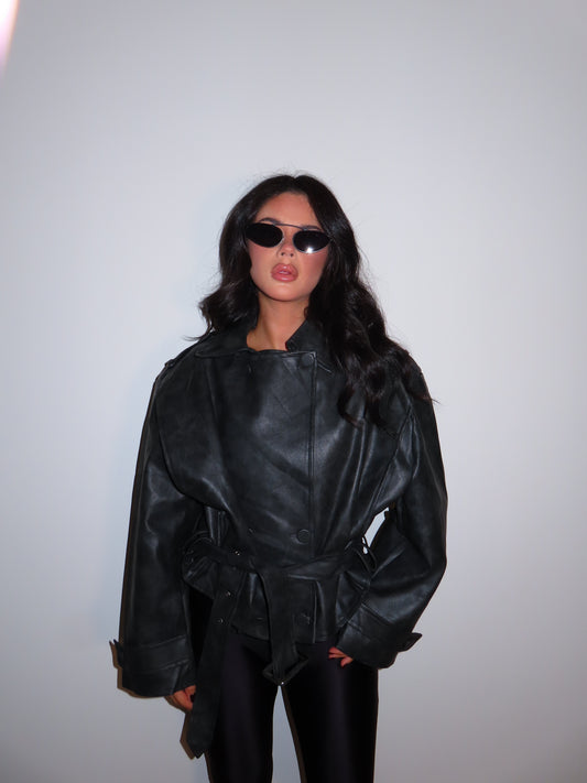 TRENCH CROP grigio