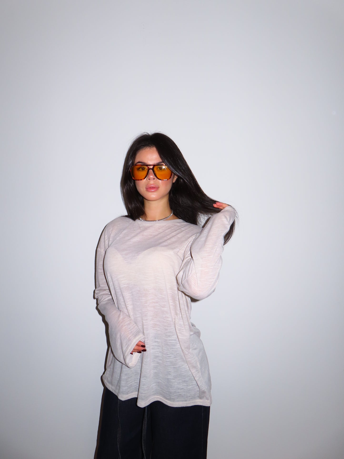 MAGLIA OVER beige / rosa