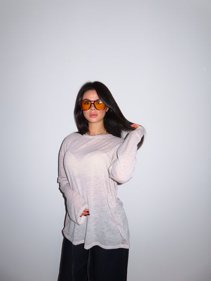 MAGLIA OVER beige / rosa