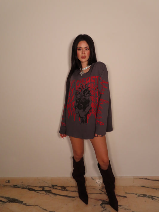 T-SHIRT CUORE grigio scuro