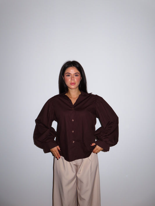 CAMICIA TEODORA marrone & bianco
