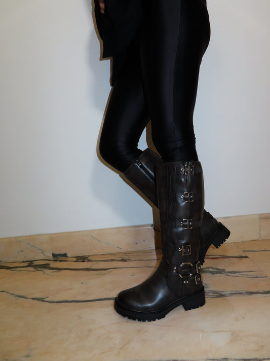 STIVALI BIKER nero e marrone