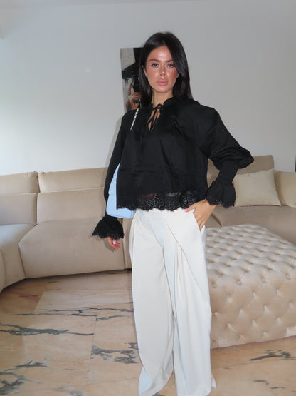 Camicia Boho BIANCO/NERO