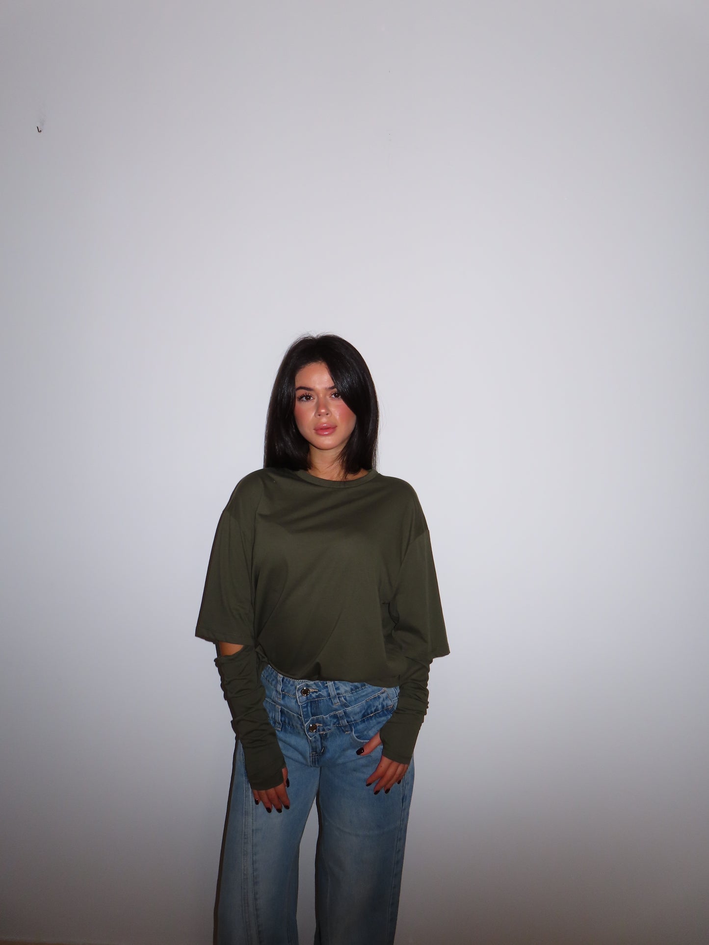 MAGLIA MANICOTTI verde militare