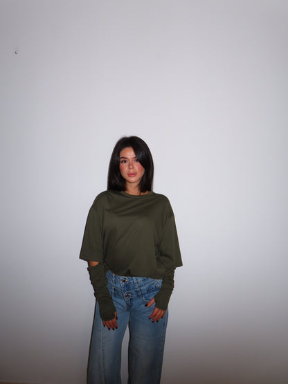 MAGLIA MANICOTTI verde militare