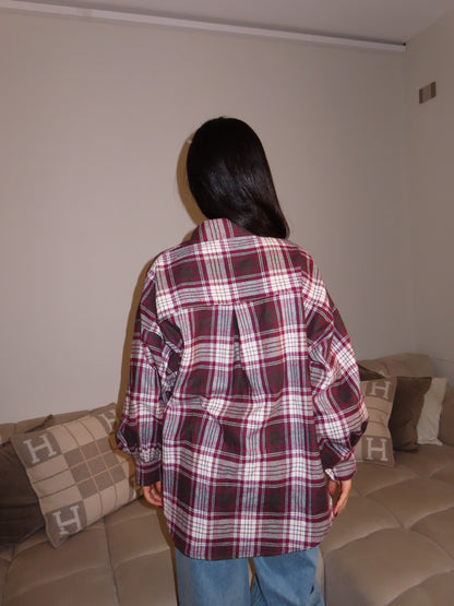 CAMICIA A QUADRI bordeaux