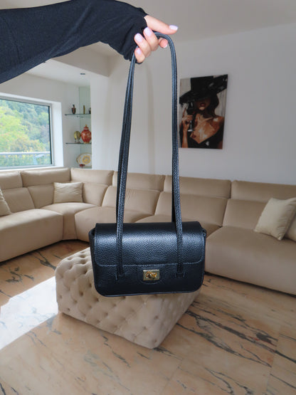 Borsa Vitto VERA PELLE Made In Italy NERO-ROSSO